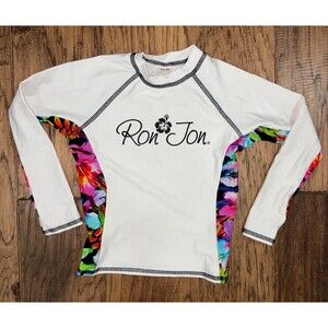 Ron Jon Rashguard kids white with tropical side pannels